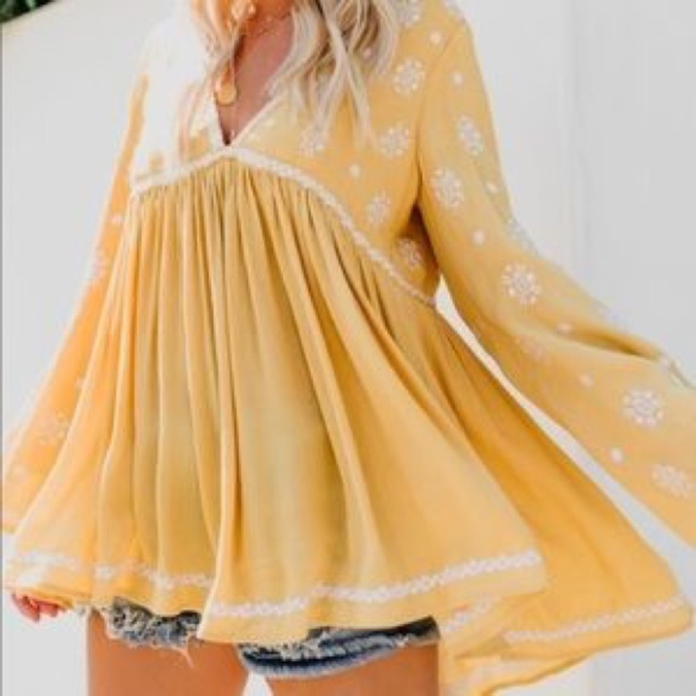 Bell Sleeve Mustard Top